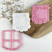 Mr & Mrs in Square with Flowers Wedding Cookie Cutter and Stamp