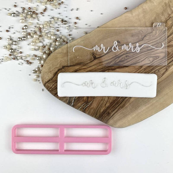 Mr & Mrs in Verity Font Wedding Cookie Cutter and Embosser