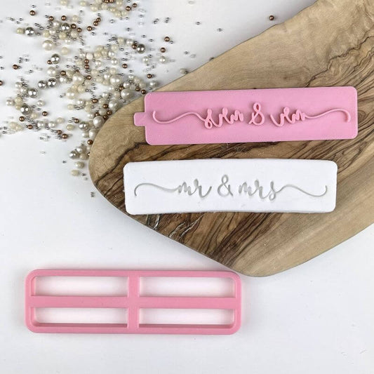 Mr & Mrs in Verity Font Wedding Cookie Cutter and Stamp