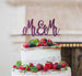 Mr and Mr Line Same Sex Wedding Cake Topper Glitter Card Dark Purple