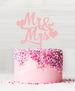 Mr and Mrs with Hearts Acrylic Cake Topper Baby Pink