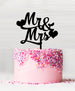 Mr and Mrs with Hearts Acrylic Cake Topper Black