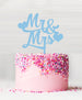 Mr and Mrs with Hearts Acrylic Cake Topper Candy Floss Blue