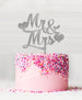 Mr and Mrs with Hearts Acrylic Cake Topper Glitter Silver