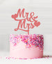 Mr and Mrs with Hearts Acrylic Cake Topper Raspberry Sorbet