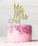 Mr and Mrs Pretty Wedding Acrylic Cake Topper Glitter Gold