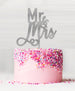 Mr and Mrs Pretty Wedding Acrylic Cake Topper Glitter Silver