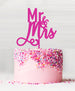 Mr and Mrs Pretty Wedding Acrylic Cake Topper Hot Pink