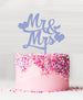 Mr and Mrs with Hearts Acrylic Cake Topper Bubblegum Blue