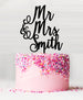 Custom Mr and Mrs Pretty Wedding Acrylic Cake Topper Black