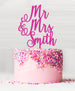 Custom Mr and Mrs Pretty Wedding Acrylic Cake Topper Hot Pink