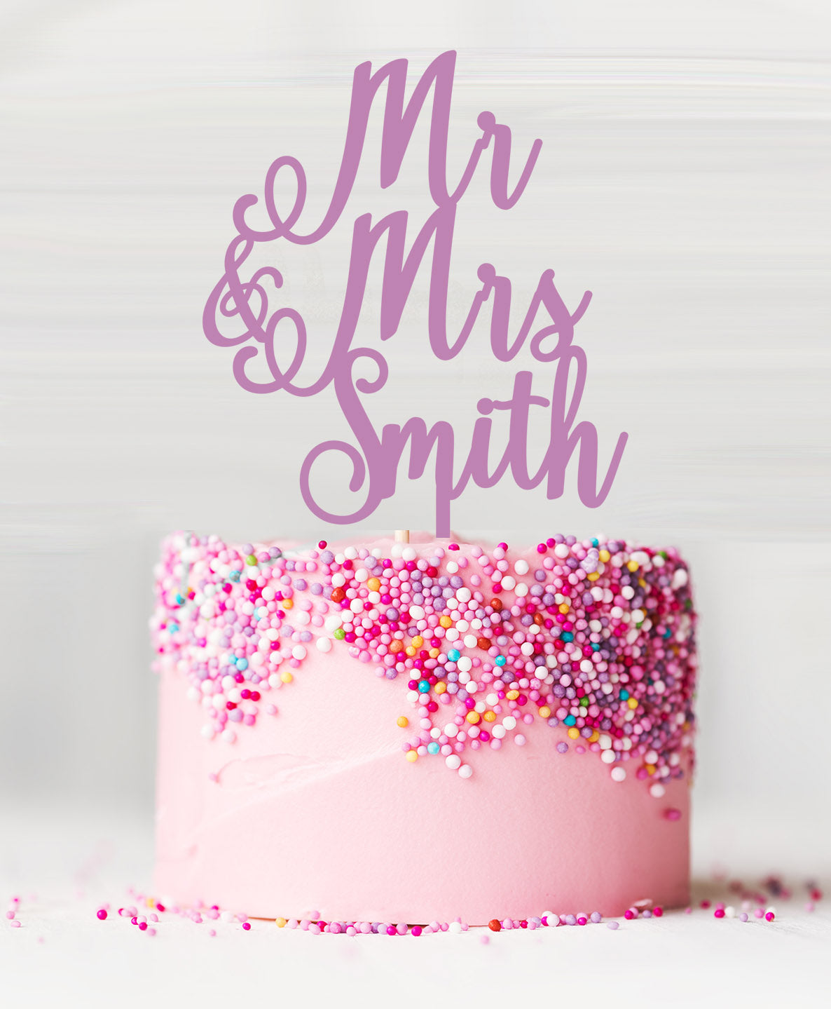 Custom Mr and Mrs Pretty Wedding Acrylic Cake Topper Sour Grape