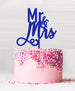Mr and Mrs Pretty Wedding Acrylic Cake Topper Blue