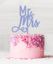 Mr and Mrs Pretty Wedding Acrylic Cake Topper Bubblegum Blue
