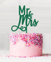 Mr and Mrs Pretty Wedding Acrylic Cake Topper Green