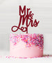 Mr and Mrs Pretty Wedding Acrylic Cake Topper Red