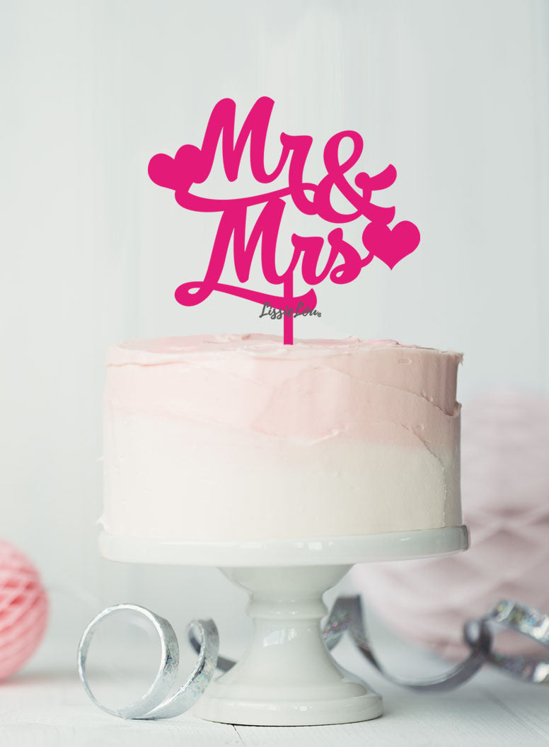 Rose Gold Mr & Mrs Wedding Cake Topper With Last Name And