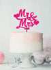 Mr and Mrs Wedding Cake Topper with Hearts Premium 3mm Acrylic Hot Pink