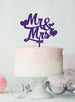 Mr and Mrs Wedding Cake Topper with Hearts Premium 3mm Acrylic Purple