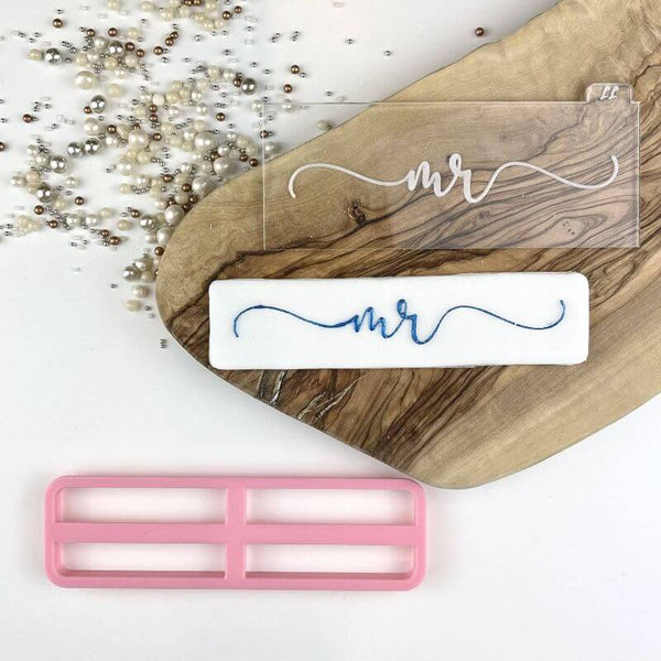 Mr in Verity Font Wedding Cookie Cutter and Embosser