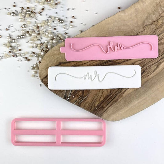 Mr in Verity Font Wedding Cookie Cutter and Stamp