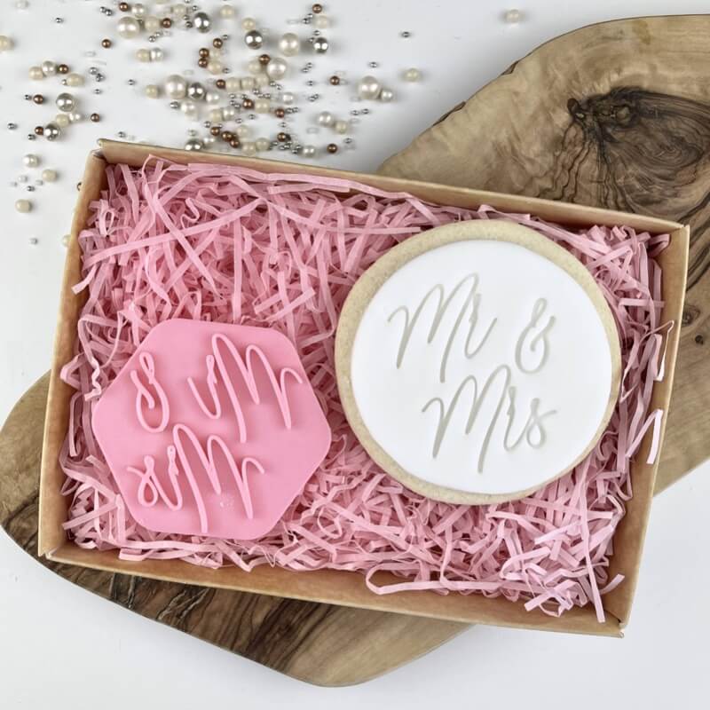 Mr & Mrs in Bluebell Font Wedding Cookie Stamp