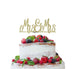 Mrs and Mrs Line Same Sex Wedding Cake Topper Glitter Card Gold