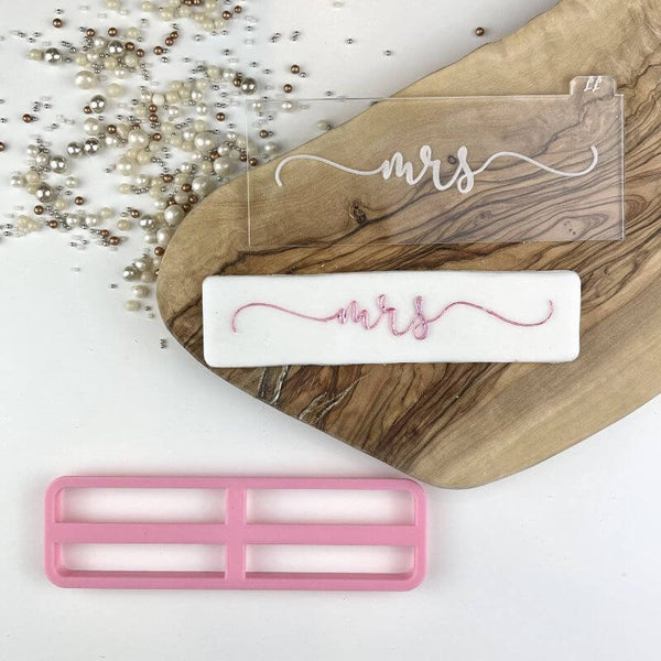 Mrs in Verity Font Wedding Cookie Cutter and Embosser
