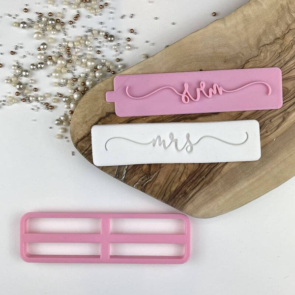 Mrs in Verity Font Wedding Cookie Cutter and Stamp
