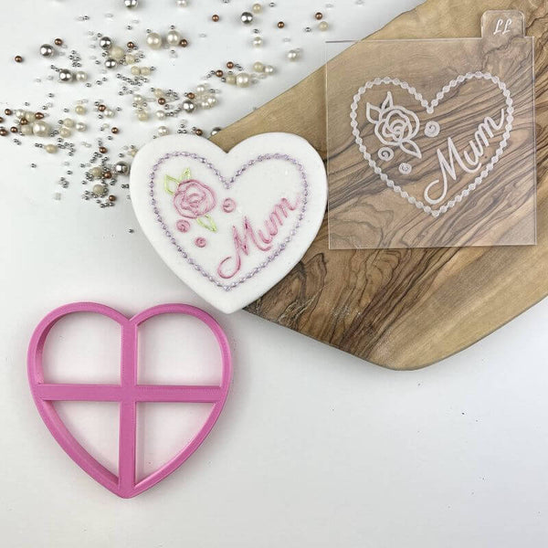 Mum in Heart Mother's Day Cookie Cutter and Embosser