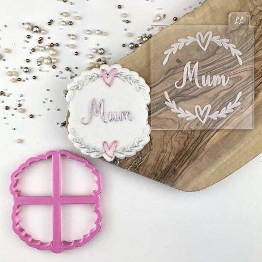 Mum with Heart and Vine Border Mother's Day Cookie Cutter and Embosser