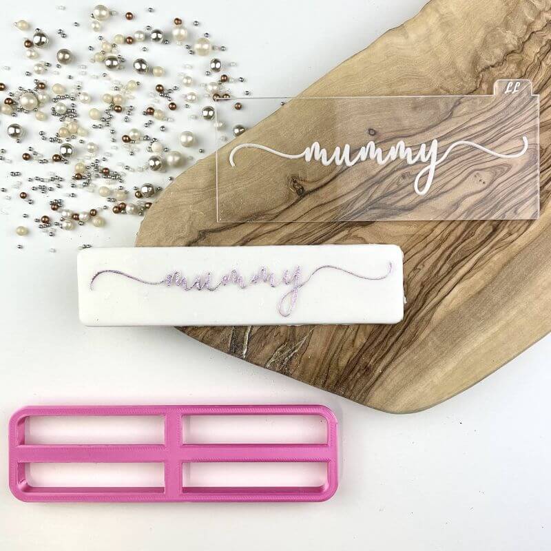 Mummy in Verity Font Mother's Day Cookie Cutter and Embosser