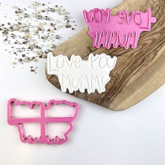 Love You Mummy in Child Font Mother's Day Cookie Cutter and Stamp