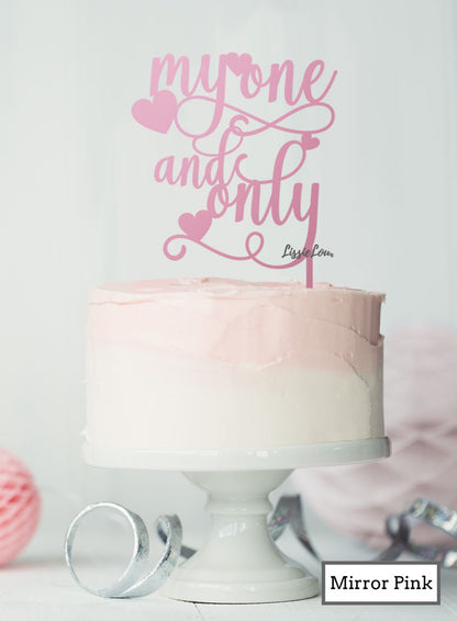 My One and Only Wedding Valentine's Cake Topper Premium 3mm Acrylic Mirror Pink