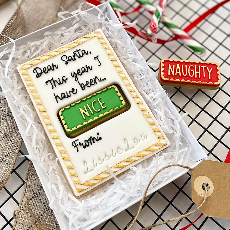 AlphaBakes Naughty or Nice Customisable Letter Cookie Cutter and Embosser