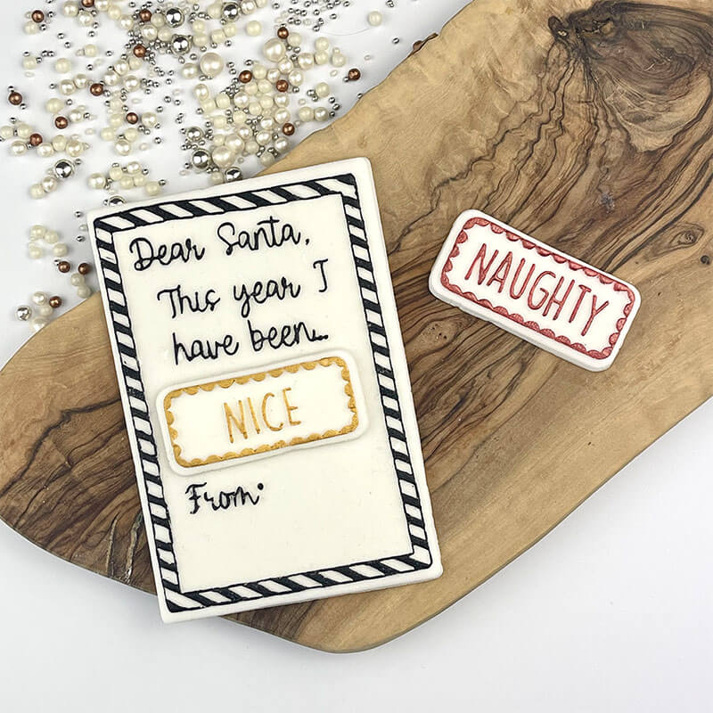 AlphaBakes Naughty or Nice Customisable Letter Cookie Cutter and Embosser