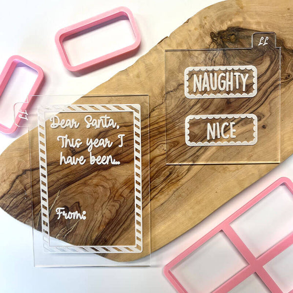 AlphaBakes Naughty or Nice Customisable Letter Cookie Cutter and Embosser