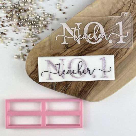 No. 1 Teacher in Verity Font Teacher Cookie Cutter and Embosser by The Three Biscuiteers