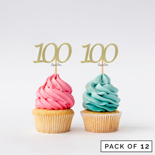 Number 100 Cupcake Toppers Pack of 12