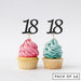 Number 18 Cupcake Toppers Pack of 12