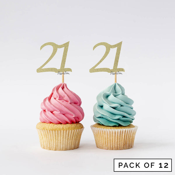 Number 21 Cupcake Toppers Pack of 12