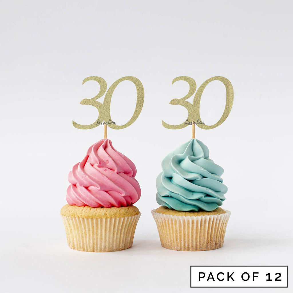 Number 30 Cupcake Toppers Pack of 12