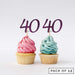 Number 40 Cupcake Toppers Pack of 12