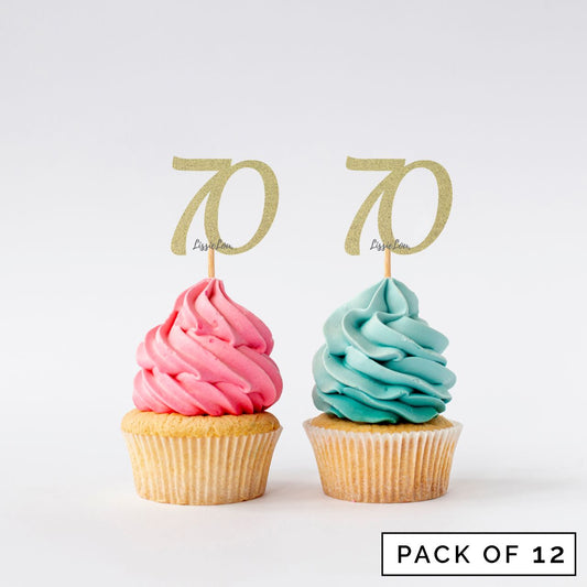 Number 70 Cupcake Toppers Pack of 12