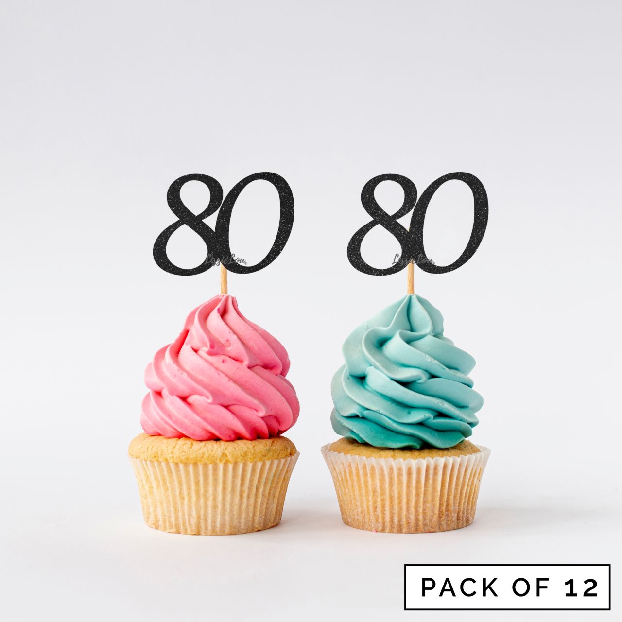 Number 80 Cupcake Toppers Pack of 12