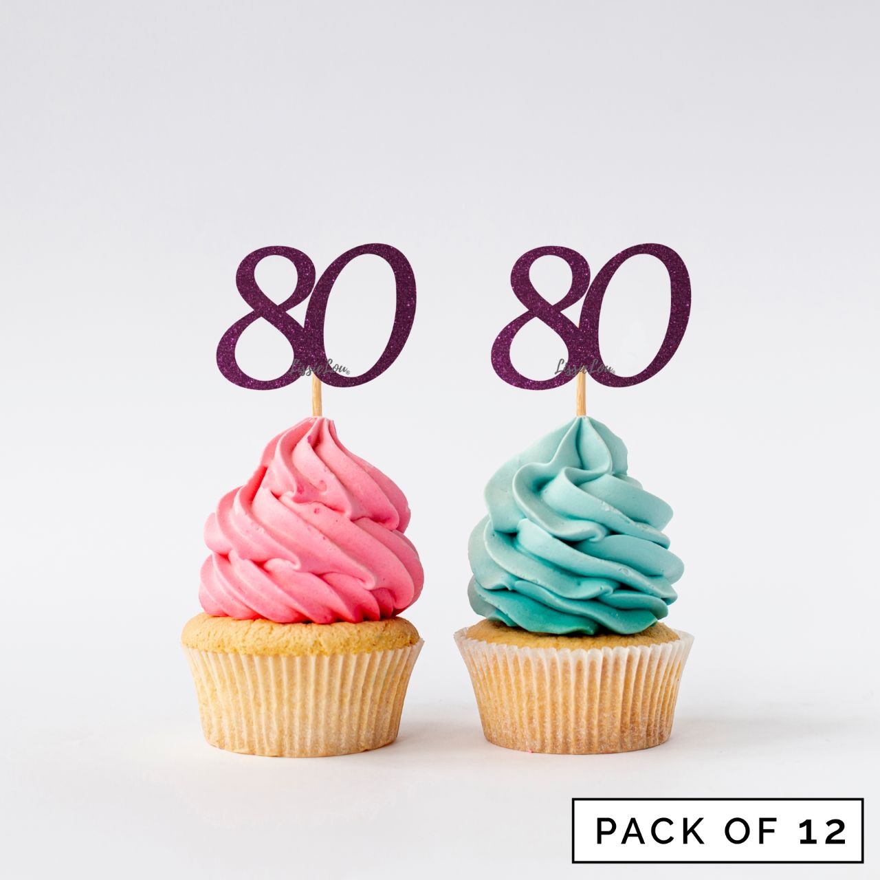 Number 80 Cupcake Toppers Pack of 12