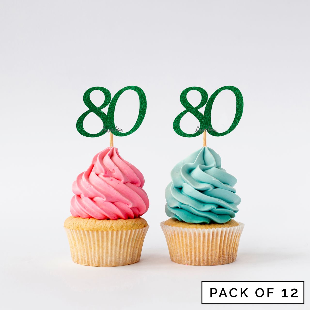 Number 80 Cupcake Toppers Pack of 12