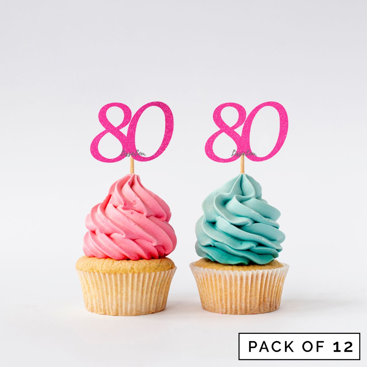 Number 80 Cupcake Toppers Pack of 12