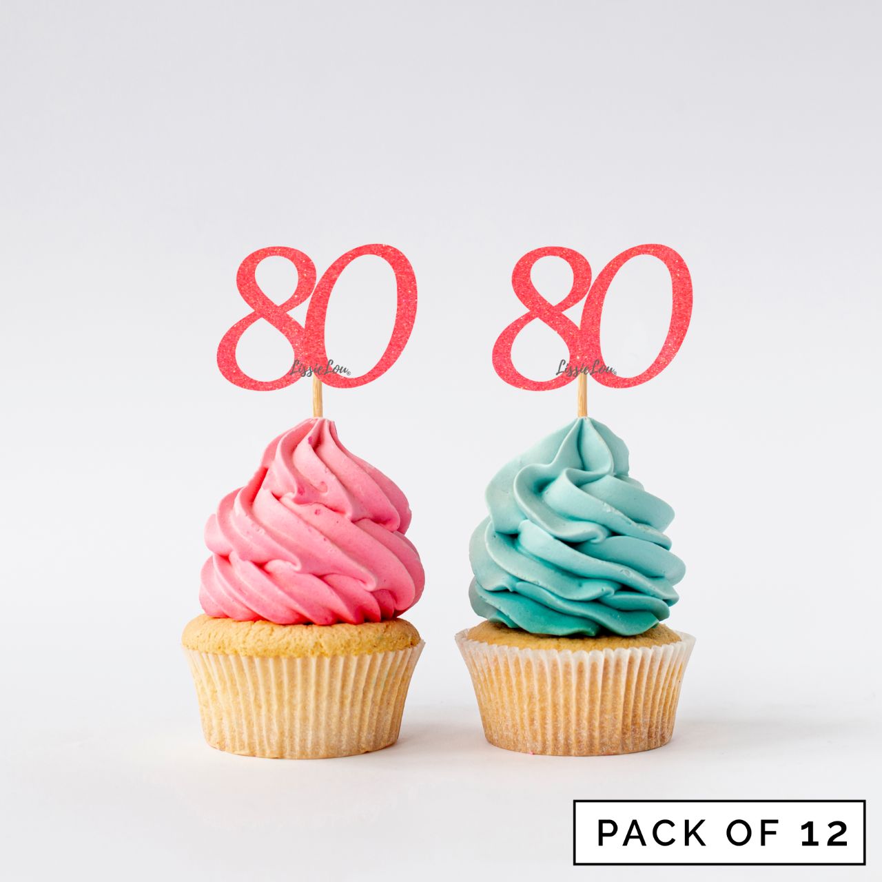 Number 80 Cupcake Toppers Pack of 12