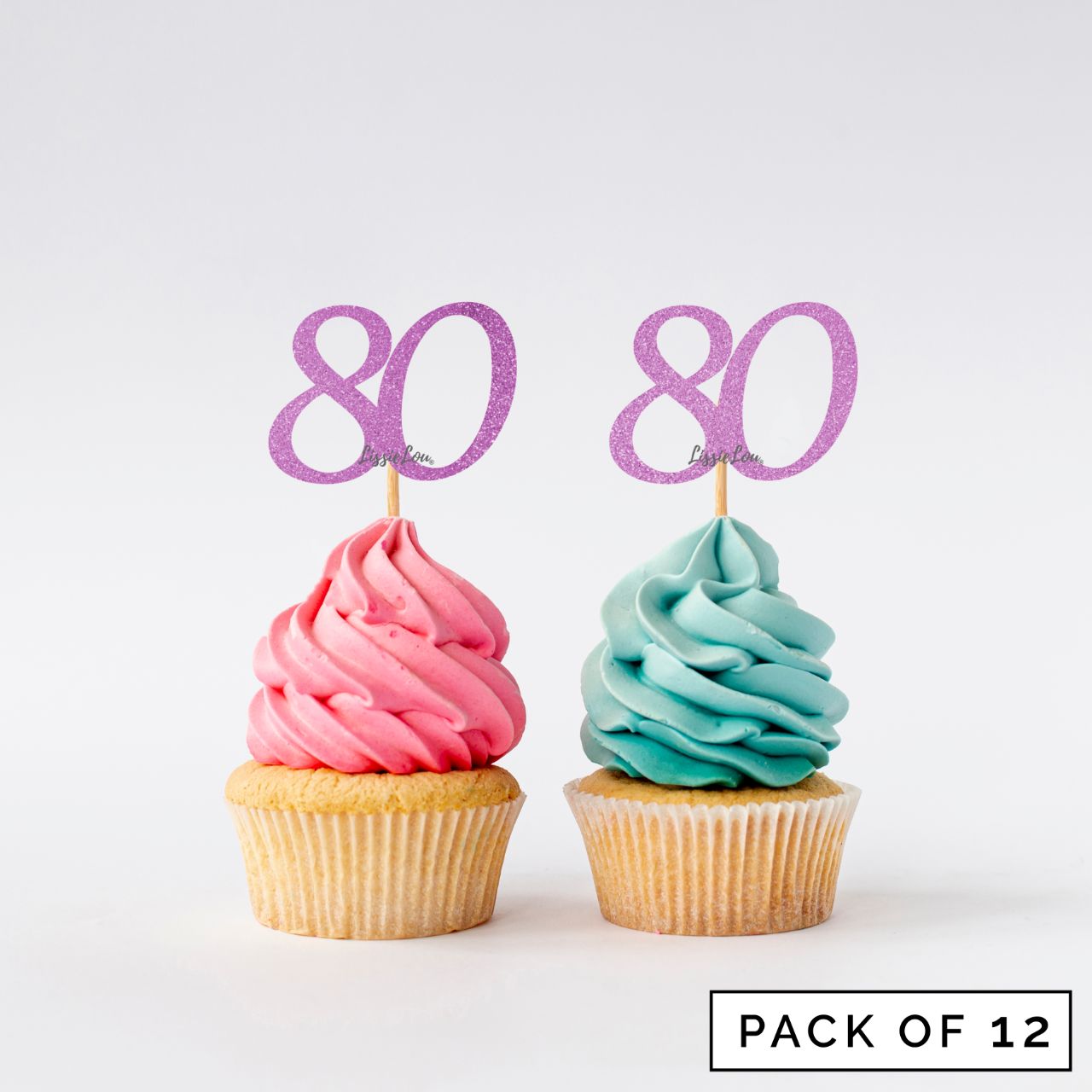 Number 80 Cupcake Toppers Pack of 12